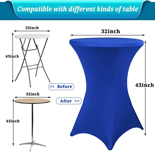 Pesonlook 6 Pack Royal Blue Cocktail Spandex Table Cover,32x43 Inch - Image 3