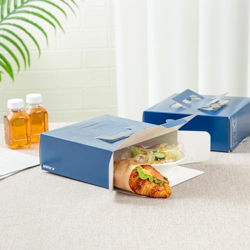 Restaurantware-Cater Tek 9 x 9 x 3.5 Inch Cake Boxes, 50 Take Out Containers - Display Window, Pop-Up Handles, Frenchie Paper Pastry Boxes, Grease Impermeable, Shipped Flat - Image 4