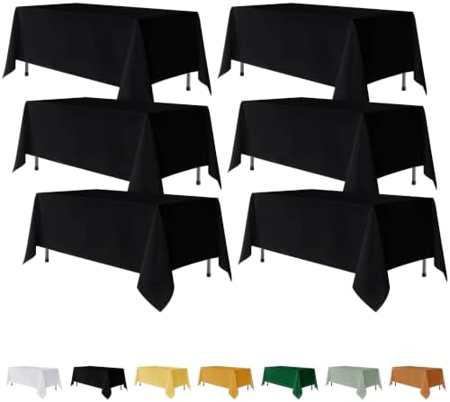 Fitable 6 Pack Black Tablecloths for Rectangle Tables, 70 x 120 Inch by Fitable