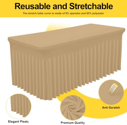 Smiry Spandex Elastic Fitted Table Cloth Skirt for 8FT Rectangle Table - Image 3