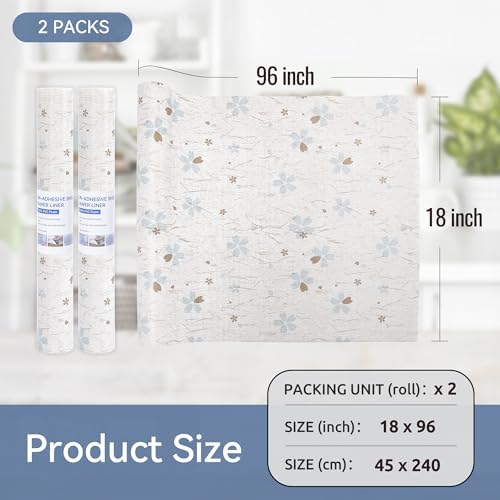 FIFTY FEET 18"x96" Non-Adhesive Shelf Liner for Kitchen Cabinets and Drawers, Washable Non-Slip PVC Cabinet Liner (White Floral)(2 Roll) - Image 5