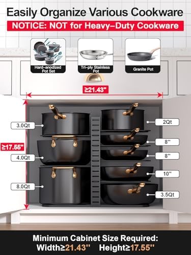MUDEELA 8-Tier Lightweight Pots and Pans Organizer under Cabinet, 14.55" H - Image 2