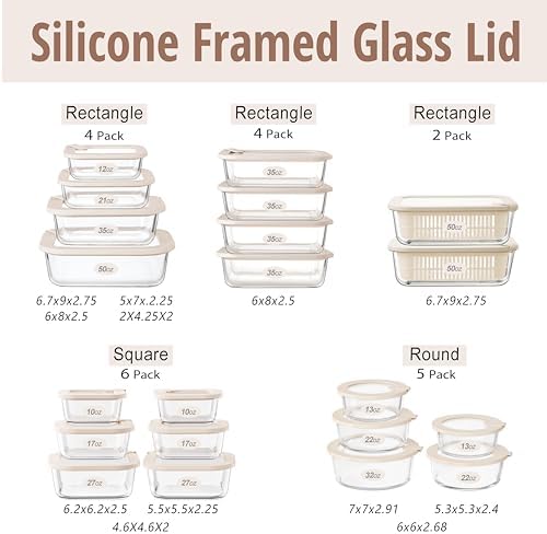 Urban Green Glass Food Storage Containers with Glass Lids, Microwave Safe Food Container Set, Aitight Meal Prep Container Set, LeakProof, 100% Plastic Free, 4 Pack - Image 3