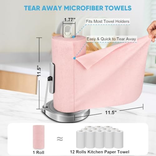 AIDEA Microfiber Cleaning Cloth Roll-50PK, Cleaning Rags 11.5"×11.5", Pink - Image 2