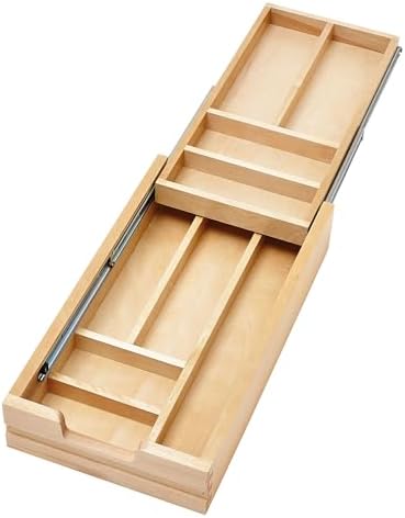 Rev-A-Shelf Maple Two-Tier Cutlery Replacement Drawer System w/BLUM Soft-Close for Face Frame Base Kitchen Cabinets, Kitchen Drawer Organizer, Min Opening Width of 12", 4WTCD-15HSC-1 by Rev-A-Shelf