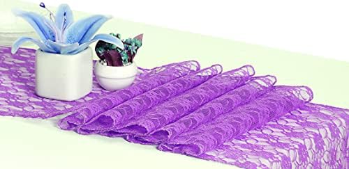 MDS Pack of 20 Wedding 12 x 108 inches Lace Table Runner for Wedding, Decorations for Birthday Parties, Banquets, Graduations, Engagements, and Runners fit Rectangle, Round Table- Lavender - Image 2