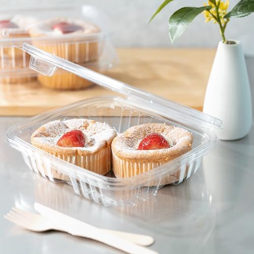 Karat 36oz PET Tamper Resistant Hinged Deli Container [150 ct] - Plastic Clamshell Food Containers, Easy Open Pull-Tab for Restaurants & Takeout - Image 2