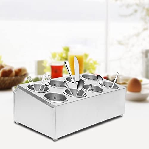 Commercial Utensil Holder, 8 Holes Flatware Cylinder Holder Stainless Steel Utensil Storage Caddy Drying Rack Countertop Silverware Organizer for Restaurants, Catering (8 Holes) by GoodLucky
