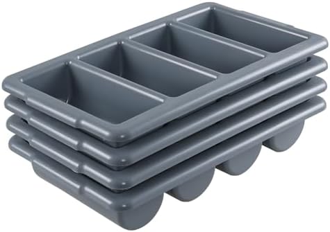 Obstnny 4-Pack 4-Compartment Plastic Commercial Cutlery Bin Trays | Silverware Organizer Bin by Obstnny