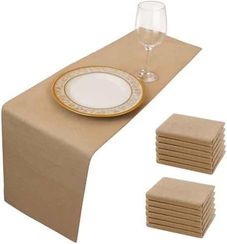 12 Pack Burlap Table Runners 12x72 Inch - Natural Jute Rustic Farmhouse Table Runner Decor for Western Wedding, Farmhouse Party, Holiday & Kitchen Coffee Table (Brown, 12x72 12PC) by Unknown