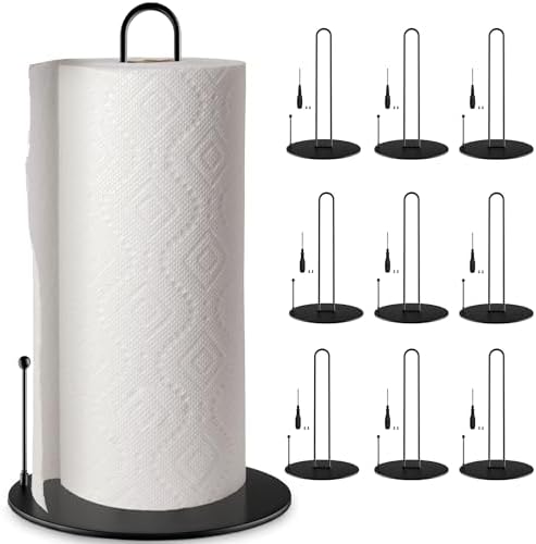 Paper Towel Holder 10Pack Bulk Black Stand Countertop for Kitchen by QualityEfficiency