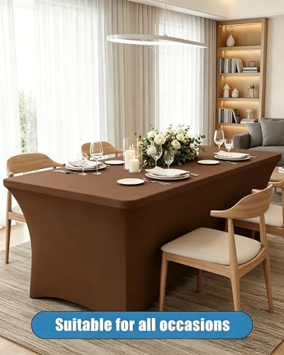 6FT Coffee Table Cloth - 2 Pack Fitted Stretch Rectangle Spandex Tablecloth, Washable Table Cover for Party, Picnic, Wedding, Banquet, Birthday and Festival(30" x 72") - Image 2