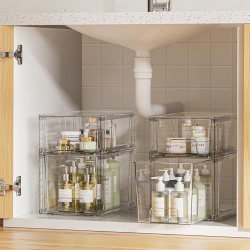 Vtopmart Clear Stackable Storage Drawers, 8 Pack Mixed Organizer Set - Image 2