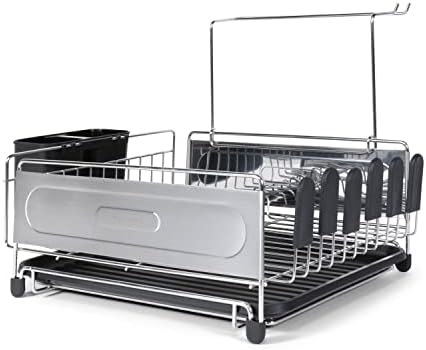 happimess Dish Drying Rack Compact Stainless Steel, 17.25", Silver/Black - Image 6