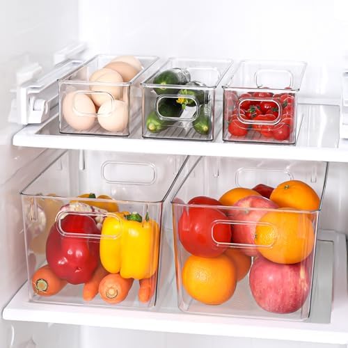Clear Plastic Storage Bins 8 Pack - Pantry Organizers and Storage, Fridge Organizer Containers for Kitchen, Cabinet, Freezer, Bathroom, Clost, Home Organization - Image 4