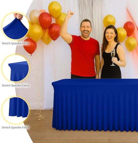 Deep Dream 6 Pack Royal Blue Spandex Table Covers 6 Foot, Fitted Stretch Tableclothes 30x72 Inch, Wrinkle Free 6FT Fitted Table Clothes with Skirt for Party, Banquet, Wedding and Events - Image 5