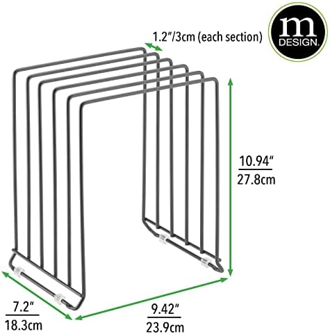 mDesign X-Large Steel Storage Tray Organizer Rack for Kitchen Cabinet, Divided Holder - 5 Slots for Skillets, Frying Pan, Pot Lids, Cutting Board, Baking Sheets, Concerto Collection, 2 Pack, Dark Gray - Image 4
