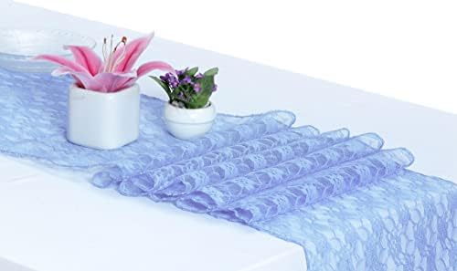 MDS Pack of 15 Wedding 12 x 108 inches Lace Table Runner for Wedding, Decorations for Birthday Parties, Banquets, Graduations, Engagements, and Runners fit Rectangle Round Table - Baby Blue - Image 2