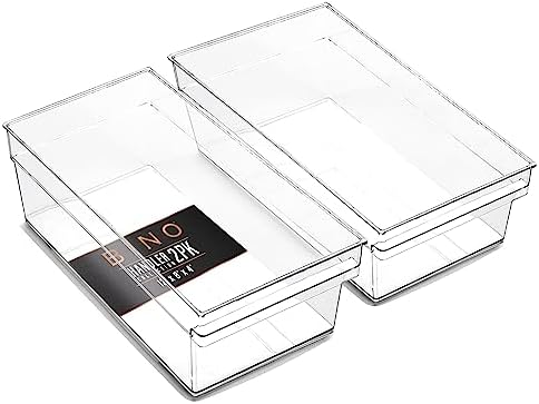 BINO | Plastic Storage Bins, Large - Shallow | THE HANDLER COLLECTION | Multipurpose Organizer Bins | Kitchen Pantry Organizers and Storage | Clear Containers for Organizing Home | Freezer Organizer by BINO