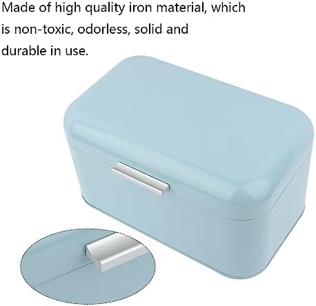 Solid Color Retro Metal Bread Bin Box,Large Bread Box for Kitchen Counter, Large Capacity Kitchen Storage Container,Countertop Space Saving,High Capacity Bread Storage Bin (Blue) - Image 4