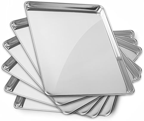 GRIDMANN 15" x 21" Commercial Grade Aluminum Cookie Sheet Baking Tray Pan Three Quarter Sheet - 6 Pans by GRIDMANN