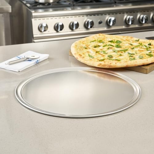 Restaurantware 20 Inch Aluminum Pizza Pan 12 Count Wide Rim Silver Pizza Pan, Heat Conductive Round Pizza Tray, Lightweight Corrosion-Resistant Serving Tray For Restaurant Or Home Use - Image 3