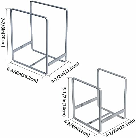 4PCS Plate Holders Organizer, Metal Dish Storage Dying Display Rack for Cabinet, Counter and Cupboard, Grey,2 Small and 2 Large - Image 5