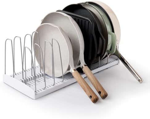 YouCopia StoreMore Expandable Cookware Rack with Tall Steel Wires, 12.5"-21.5" Wide Adjustable Pan Organizer for Kitchen Cabinet Storage, Premium Edition by YouCopia