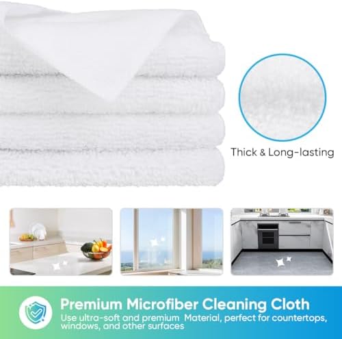 HOMEXCEL White Microfiber Cleaning Cloth, Microfiber Towels for Car,12 PK - Image 2