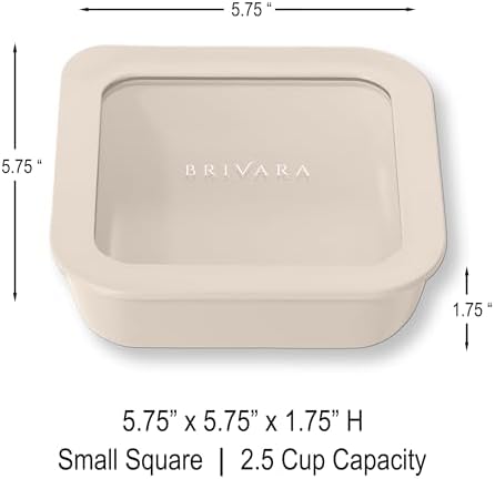 Glass Food Storage Container with Lid, 2.5-Cup Small Square | Microwave-Safe Airtight Lid, Oven-Safe Ceramic-Coated Glass | Zero Plastic, No PFAS/PFOA/BPA, Reusable [Crema] - Image 2