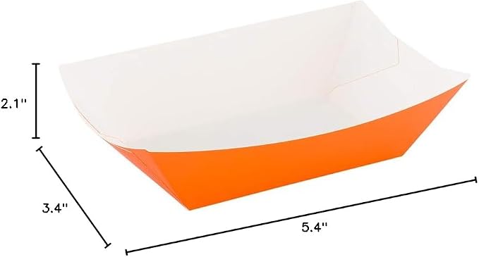 Restaurantware Orange Paper lb Tangerine Food Tray Boat, 50 Pack - Image 7