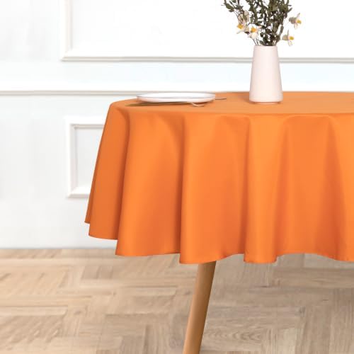 sancua Round Tablecloth 70 Inch Fits 20-58 Inch Tables, Orange - Image 2