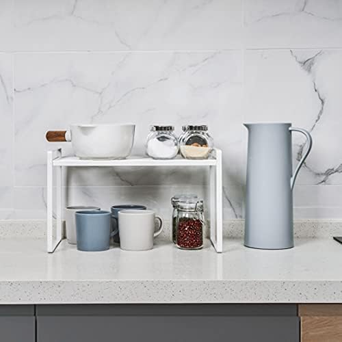 Shantton Cabinet Shelf Organizer, Pantry Shelf Rack, White 16x8.3x9.5 | 2-Pack Stackable Metal Riser Holds 40LBS with Non-Slip Feet for Kitchen Pantry Bathroom Countertop Freezer Cupboard - Image 2