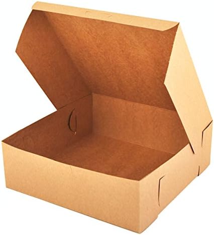 SCT 0957K Kraft Paperboard Non Window Lock Corner Bakery Box, 9" Length x 9" Width x 3" Height (Case of 250) - Image 2