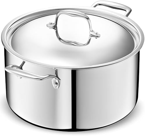 LEGEND COOKWARE 5-Ply Stainless Steel 10-Quart Stock Pot with Lid - Induction Compatible, Oven Safe 800°F - Non-Toxic, No Coatings - Even Heating, Won't Warp - Built to Last Generations by LEGENDCOOKWARE