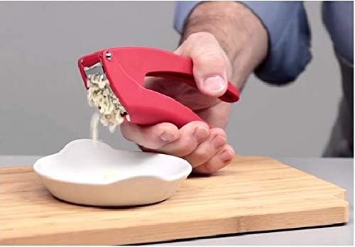 Kuhn Rikon Easy-Clean Garlic Press, No Need to Peel, 7” Red - Image 3