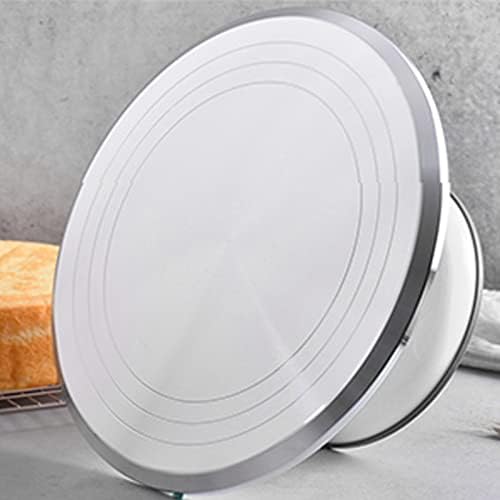 Revolving Cake Decorating Stand, Silent Bearing Cake Turntable 10 Inch Sturdy Rounded Edges Professional Aluminum Alloy for Cake Decorating Supplies (White) - Image 4