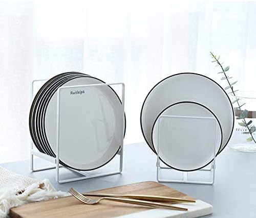 2PCS Plate Holders Organizer, Metal Dish Storage Dying Display Rack for Cabinet, Counter and Cupboard - White - Image 6