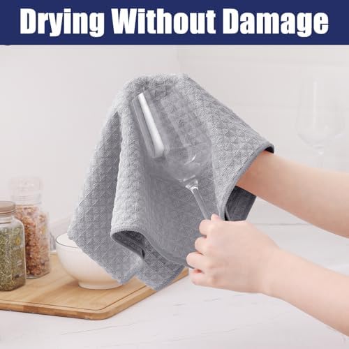 Homaxy Microfiber Kitchen Towels and Dishcloths Sets, 12 Pack, Grey - Image 3