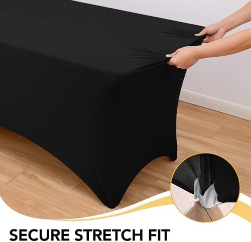 6-Pack Premium Black Spandex Tablecloths for 6ft Rectangle Tables - Image 3