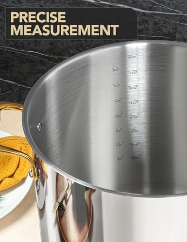 MICHELANGELO Stainless Steel Stock Pot - 20 Quart Soup Pot with Lid & Ergonomic Handle, Extra-Large Pots for Cooking, Suitable for All Stoves - Image 4
