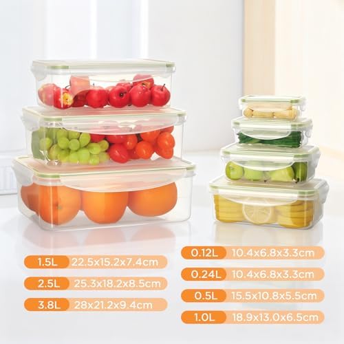 AiQInu Food Storage Containers with Lid, 7 Pieces, BPA-Free PP (3.8 L + 2.5 L + 1.5 L + 1 L + 0.5 L + 0.24 L + 0.12 L) Plastic Storage Jars Set for Fridge and Microwave, Kitchen Storage Box, Plastic - Image 2