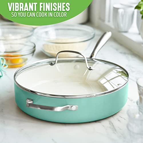 GreenLife Artisan Healthy Ceramic Nonstick, 5QT Saute Pan Jumbo Cooker with Helper Handle and Lid, Stainless Steel Handle, Induction, PFAS-Free, Dishwasher Safe, Oven Safe, Turquoise - Image 7