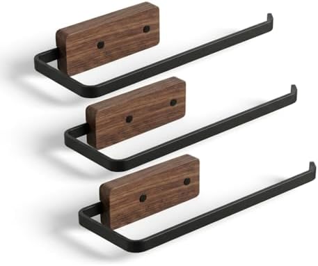 3 Packs Paper Towel Holder - Self-Adhesive or Drilling,Under Cabinet Paper Towel Holder for Kitchen, Paper Towel Roll Rack for Bathroom Towel Wall Mounted Matte Black, SUS304 Stainless Steel by Unknown