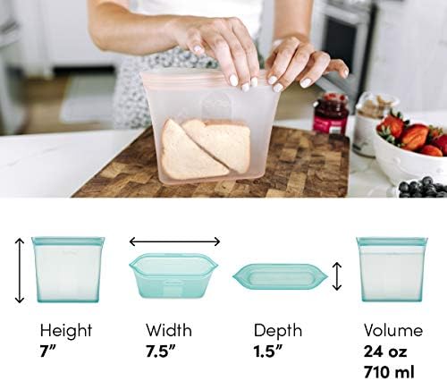 Zip Top Reusable Food Storage Bags | Sandwich Bag [Frost] | Silicone Meal Prep Container | Microwave, Dishwasher and Freezer Safe | Made in the USA - Image 4
