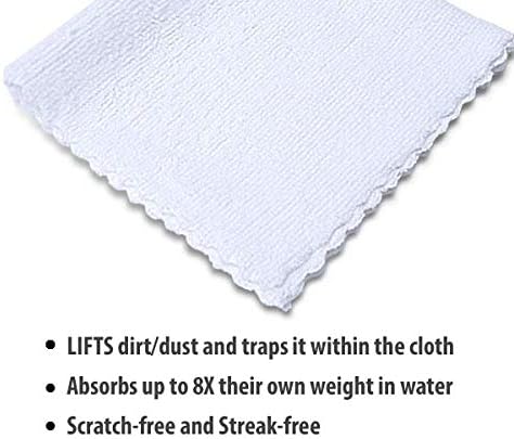 Eurow 200GSM Microfiber Cleaning and Drying Cloths with Dispenser Box, Reusable, Streak-Free, Scratch-Free, Ultra Absorbent, Edgeless for All Surface Types, 12x12in, 100-Pack, White - Image 5