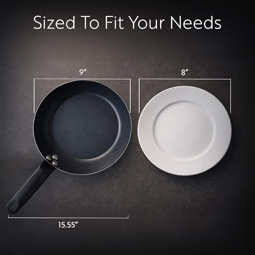 Restaurantware Carbon Steel Fry Pan 6 Count 9 Inch Durable Nonstick Fry Pan, Black Skillets With Triple-Riveted Handle, Steel, Black, Versatile Cooking For Induction And Oven-Friendly Uses - Image 2