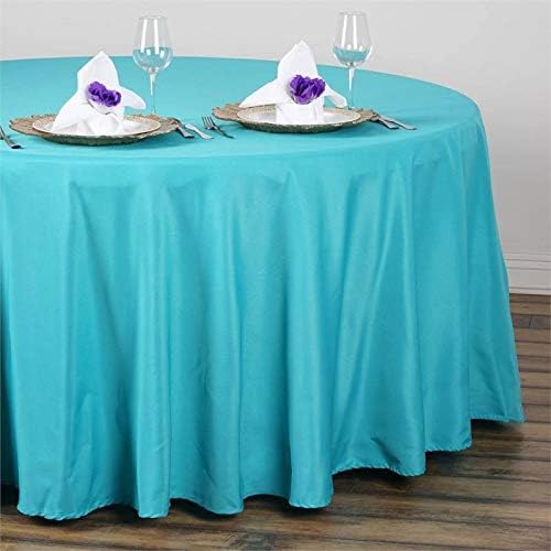 Balsa Circle 6 pcs 108 inch Turquoise Round Polyester Tablecloths Fabric Table Cover Linens for Wedding Party Banquet Reception Events Kitchen Dining - Image 4