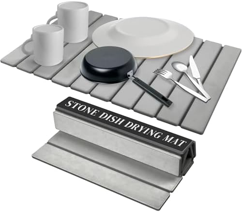 Foldable Kitchen Drying Stone, Stone Drying Mat for Kitchen Sink, 24" x 16" by OResome