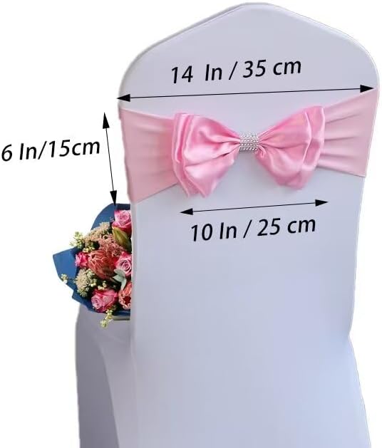 25 PCS Spandex Chair Sash Bow Tied,Elastic Sashes Chair Bands for Wedding Party Reception Events Celebration Banquets Hotel Event Decorations Chairs Decoration(Rose Pink) - Image 2